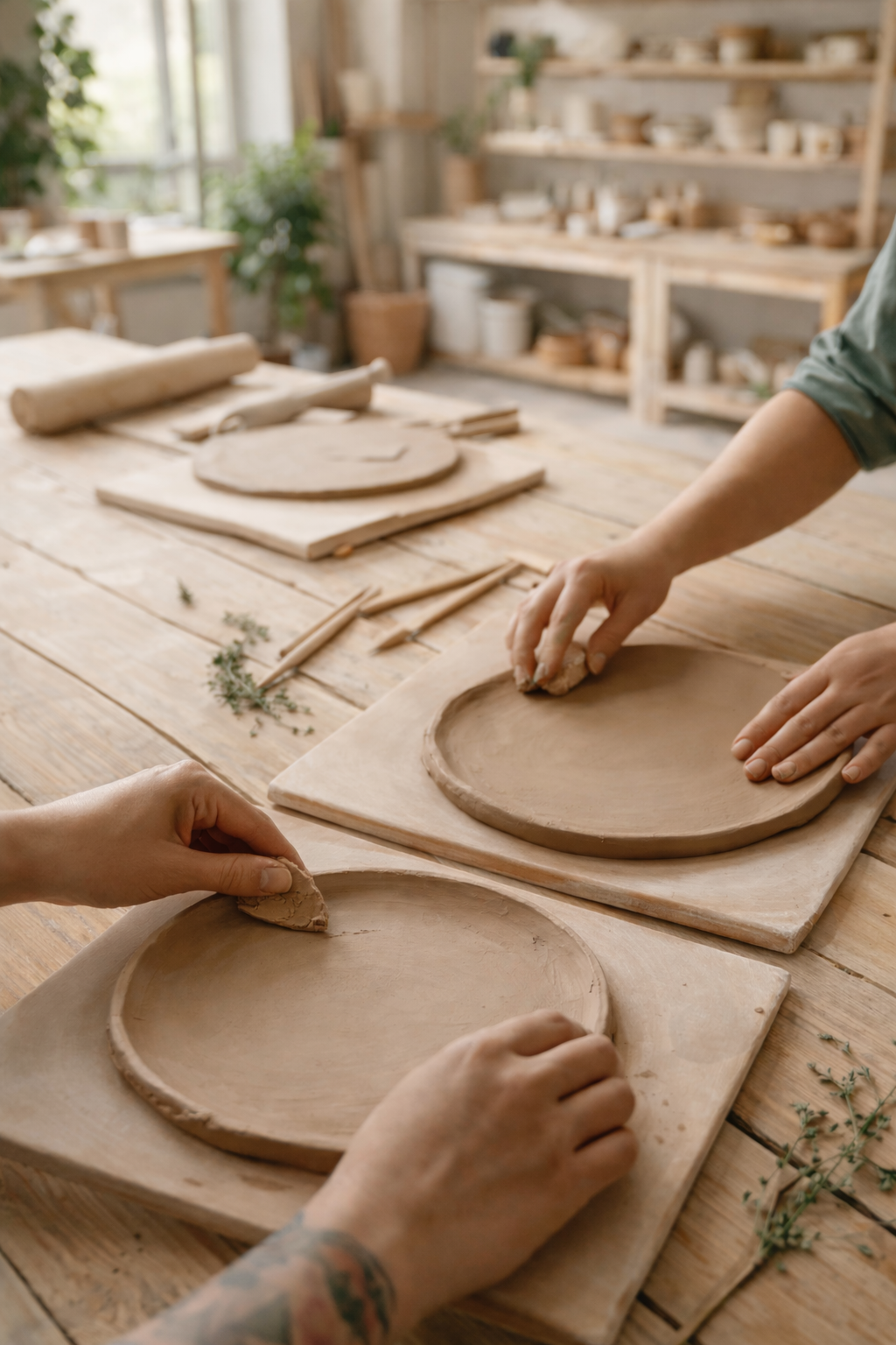 Hand-building Pottery/ Drop-In Class/ 3hr Session/ Simple and Easy/ Make quirky Platters, Plates, Bowls and Mugs