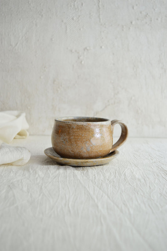 Cappuccino Cup & Saucer- Wood Ash