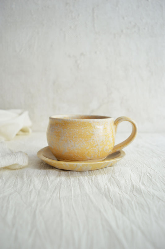Cappuccino Cup & Saucer- Sunshine Yellow
