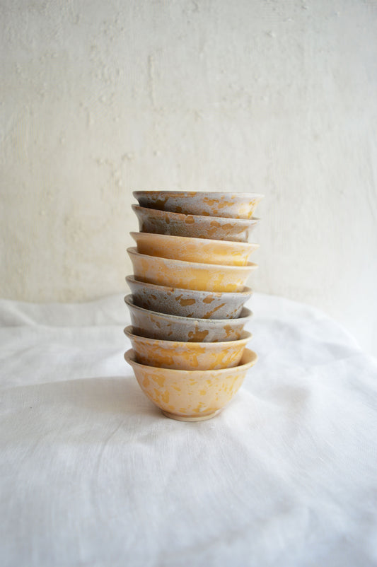 Wheel Thrown Dip Bowl Set- Small- Honey