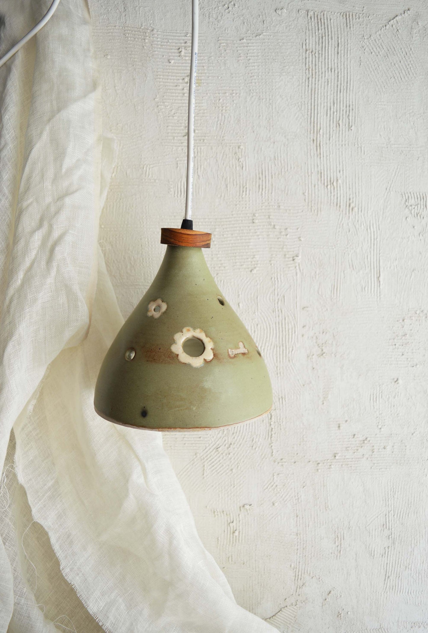 Handmade Ceramic Pendant Light- Sage Green- Made to Order