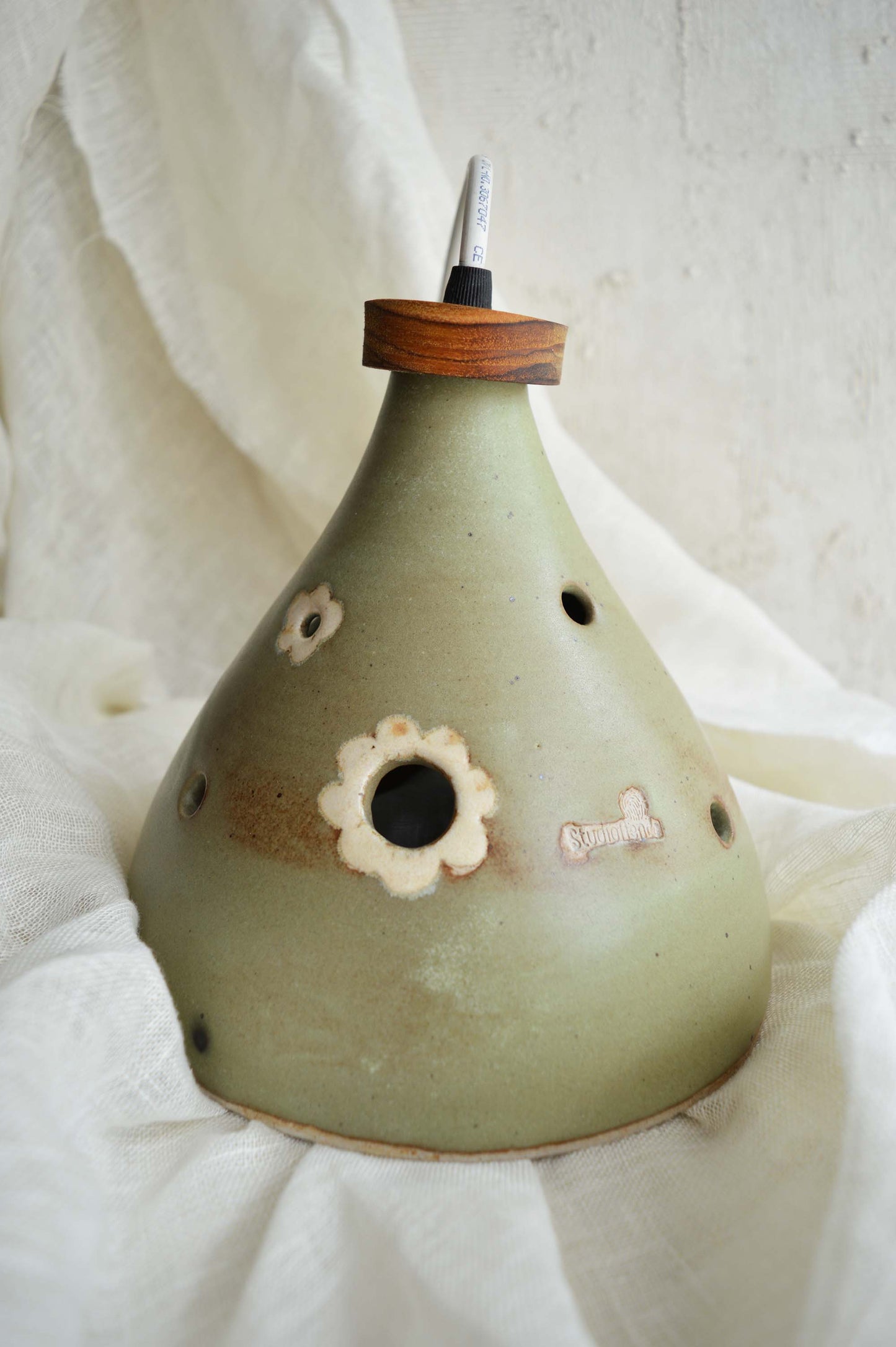 Handmade Ceramic Pendant Light- Sage Green- Made to Order