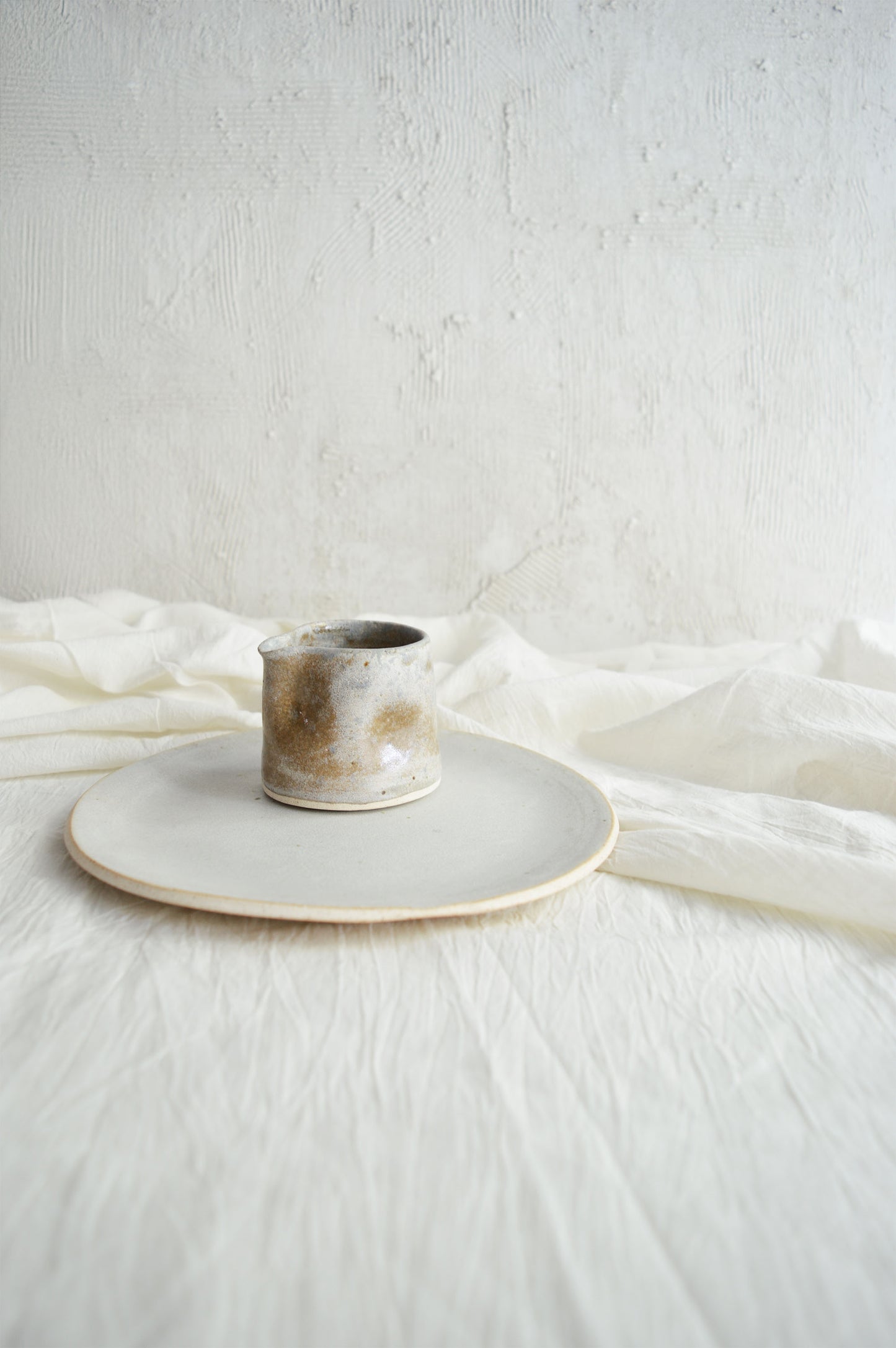 Serving Platter & Sauce Pourer Set- Stone and Wood Ash