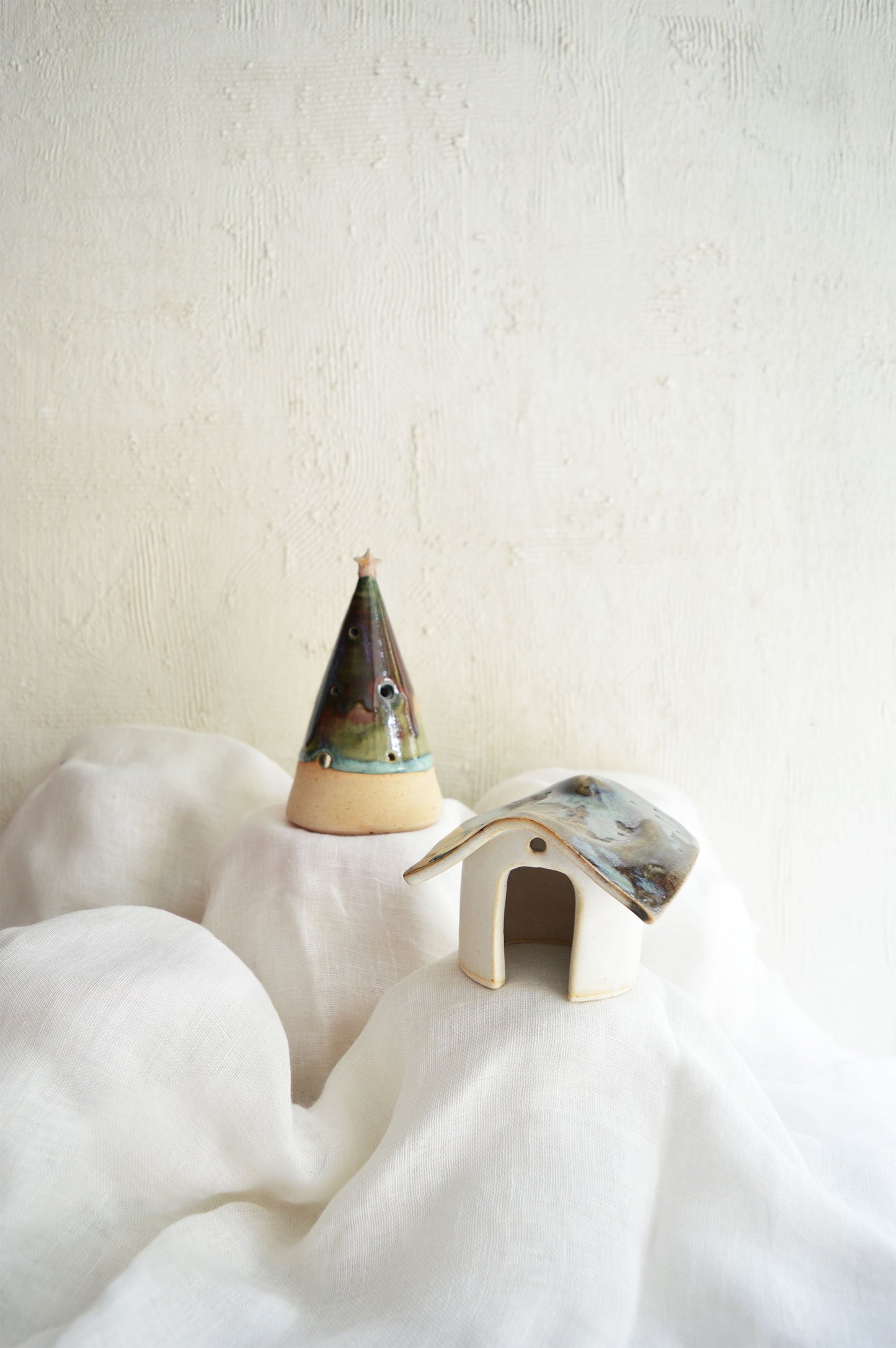 Ceramic Tealight Tree and Cottage Set