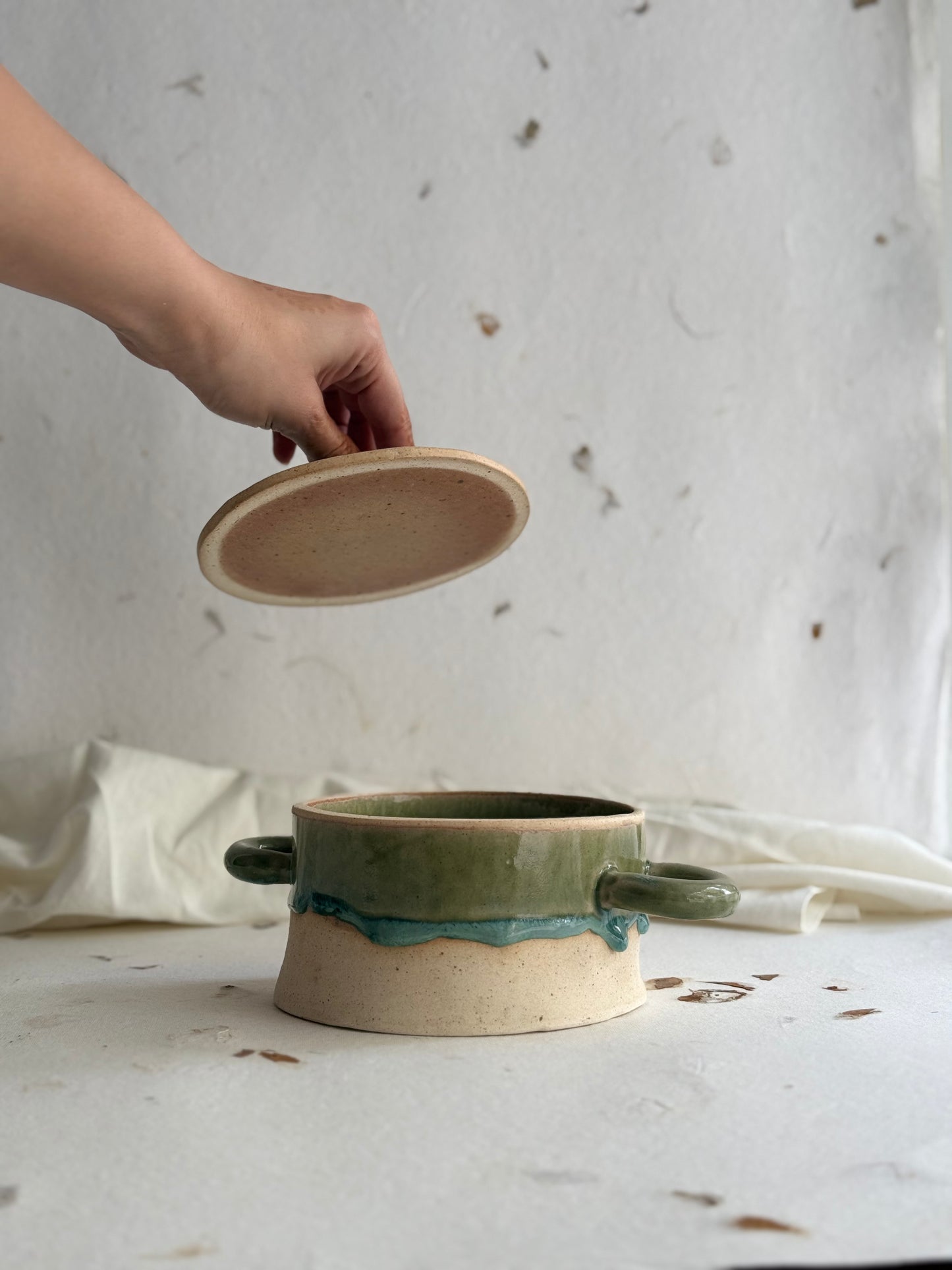 Casserole- Mottled Green