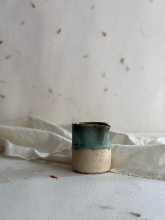 Creamer/ Sauce Pourer- Wheel Thrown- Mottled Green