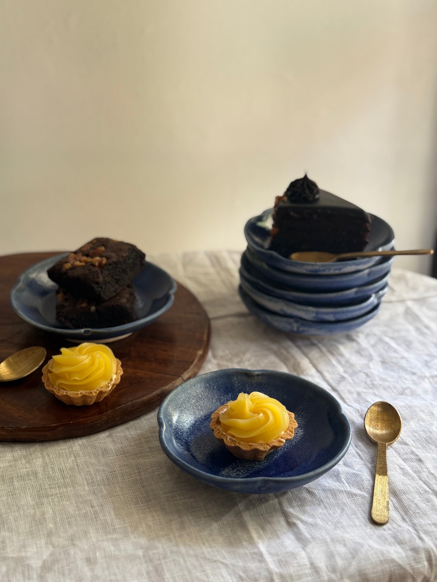 Wheel Thrown Dessert Plate- Cobalt