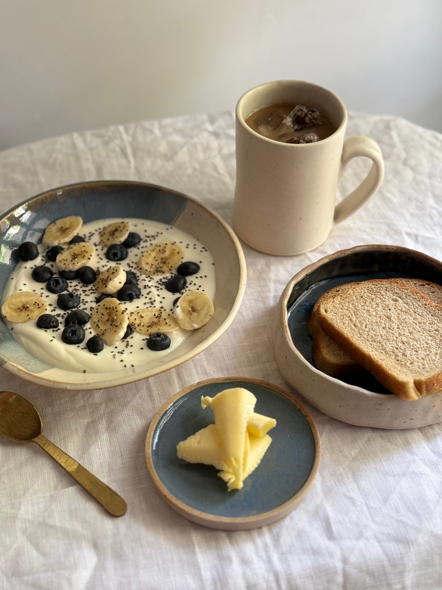 Breakfast Set- Indian Teal & Cream