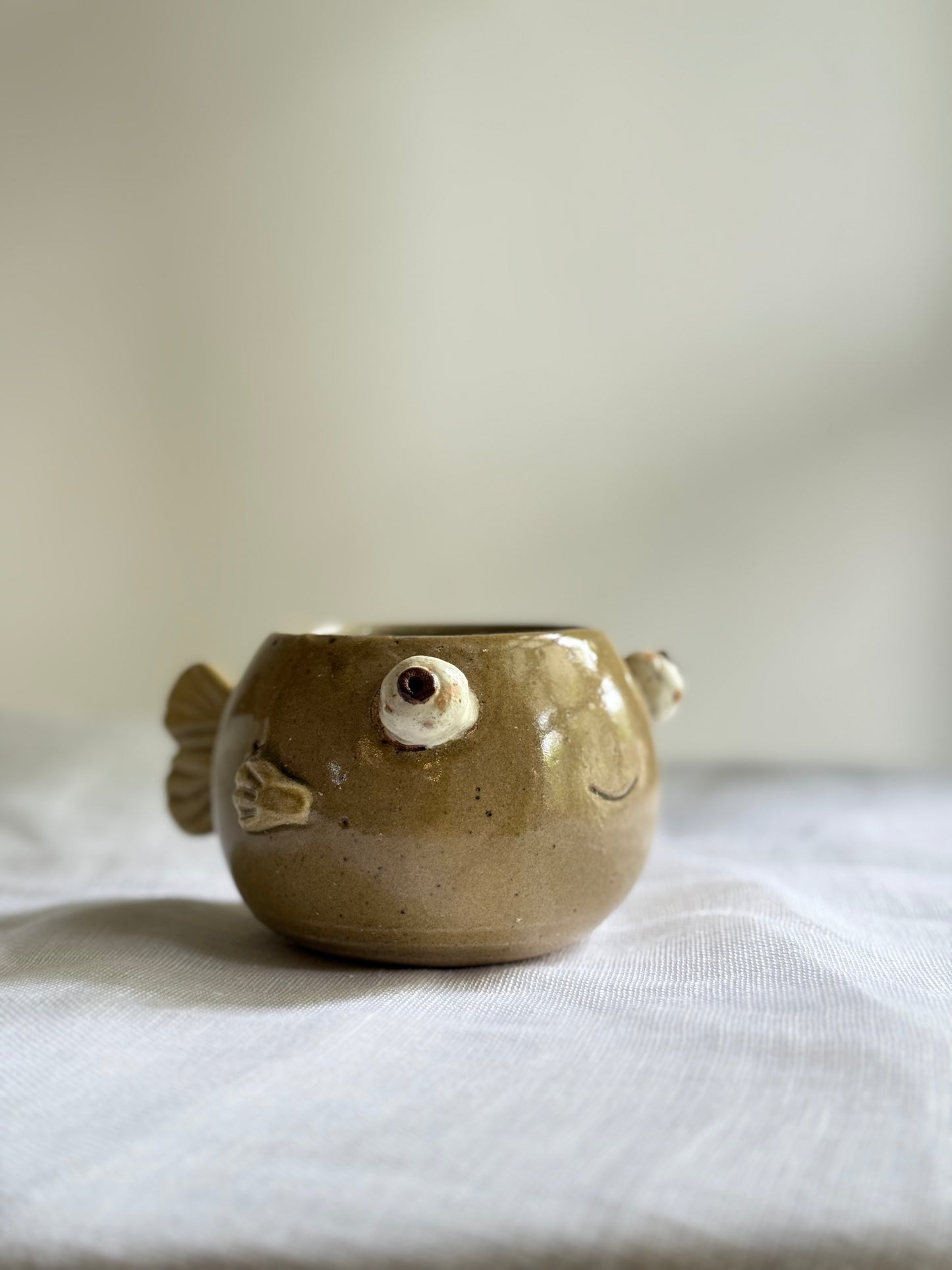 Nerdy Fish Holder- Wheel-Thrown + Sculpted- Taiwan Series