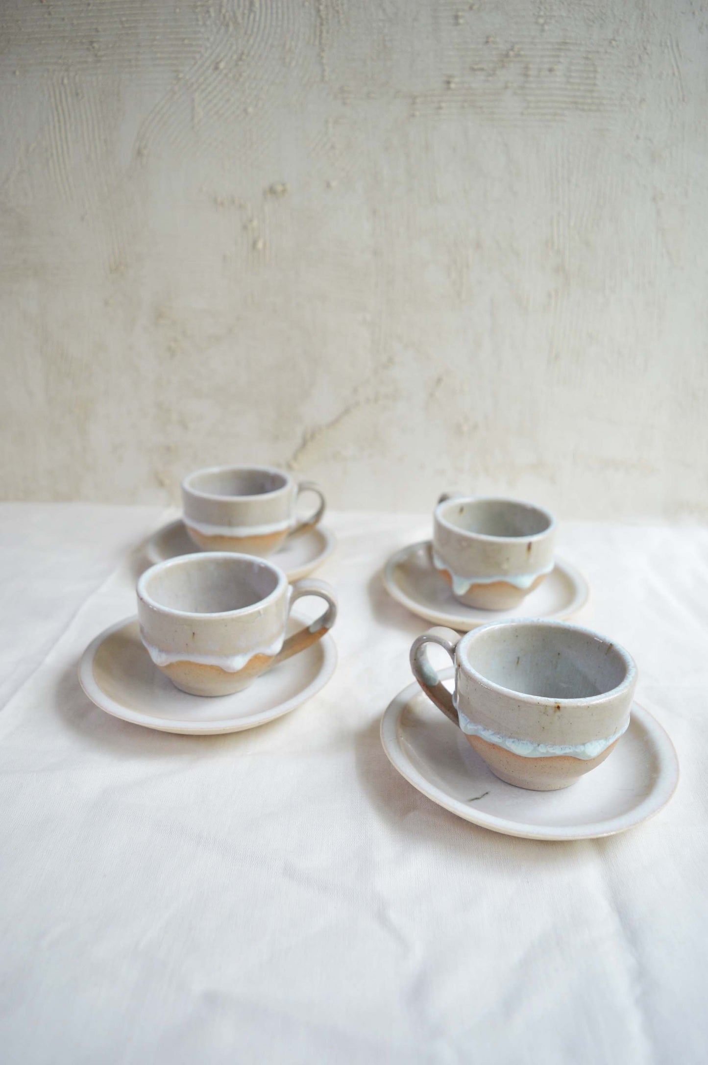Teacup and Saucer- Snowflake- Set of 4