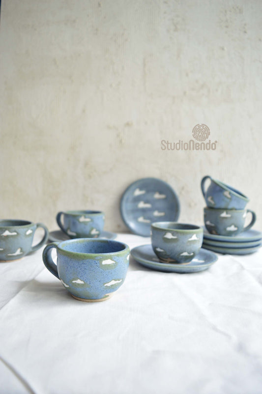 Teacup and Saucer- Cloud 9- Set of 4