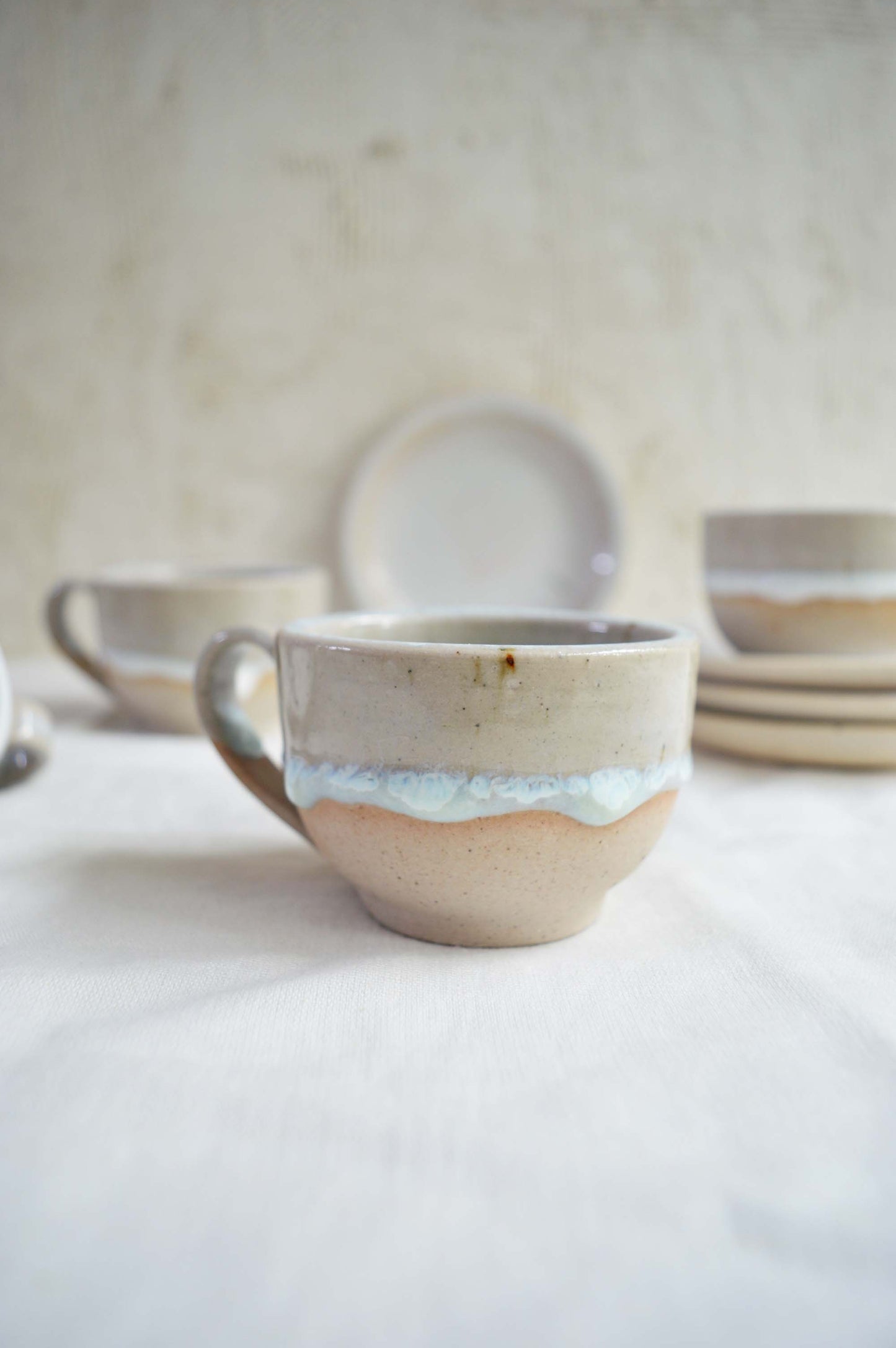 Teacup and Saucer- Snowflake- Set of 4