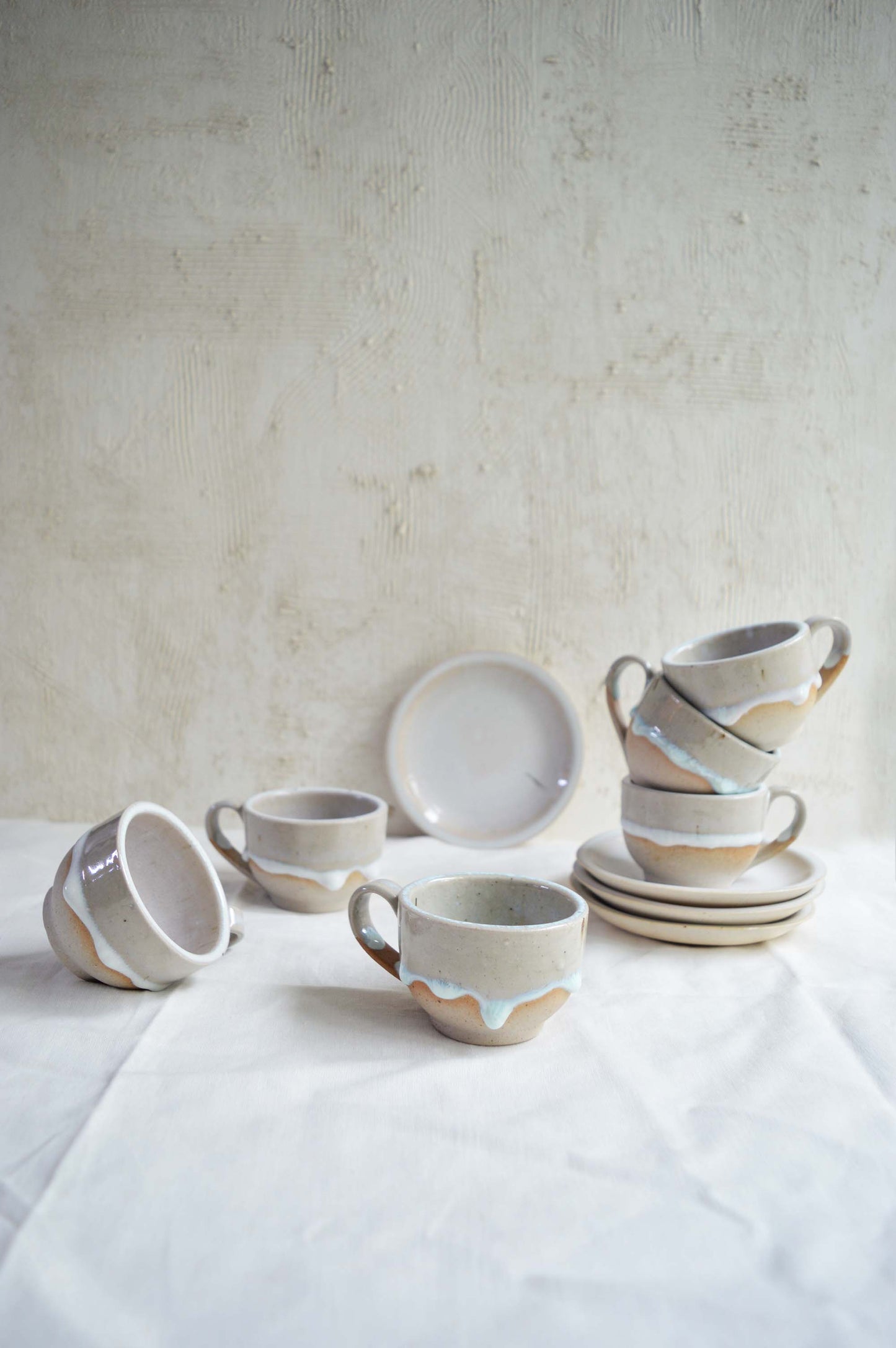 Teacup and Saucer- Snowflake- Set of 4