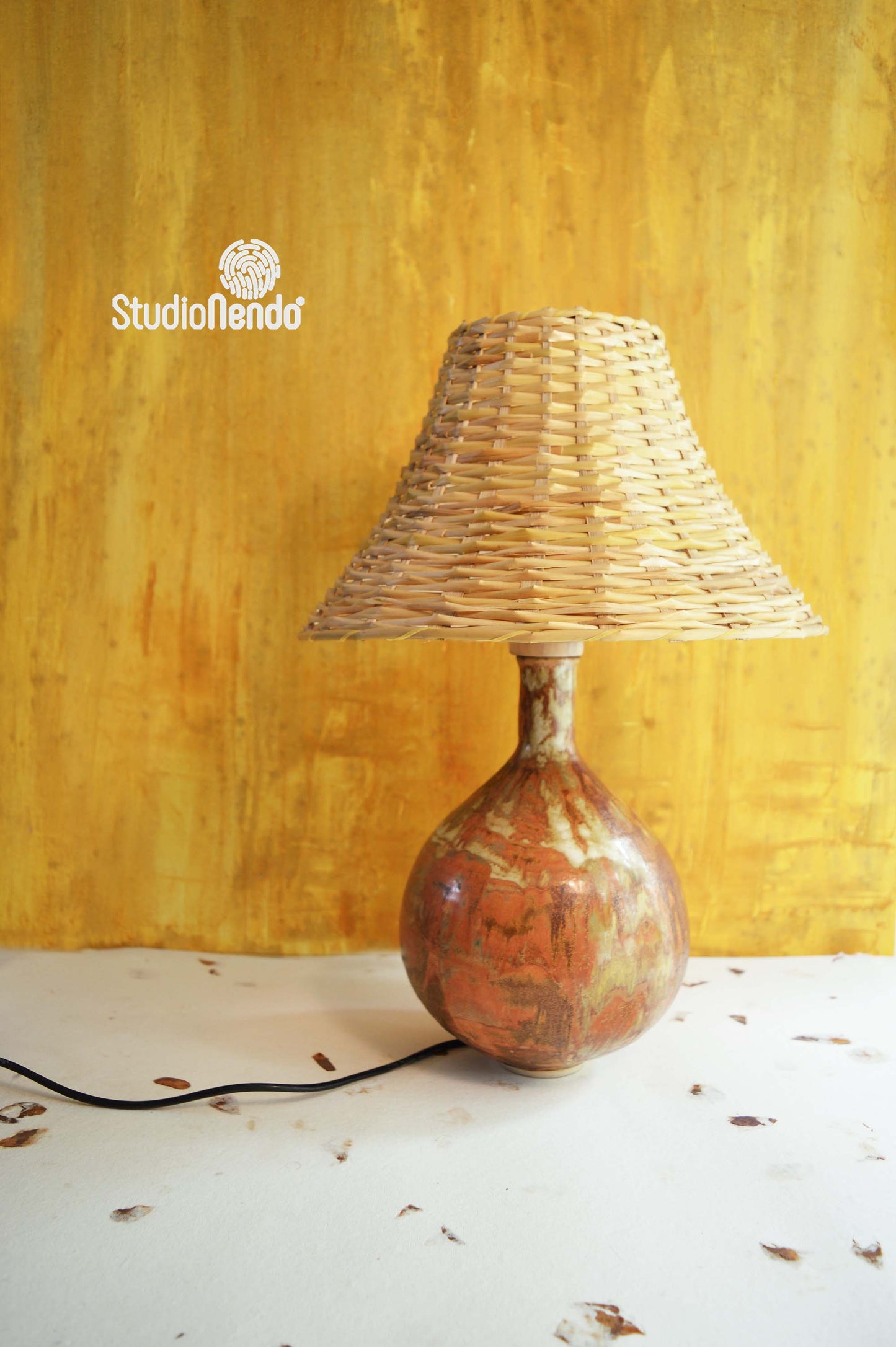 Wheel Thrown Table Lamp- Dark Shino #2