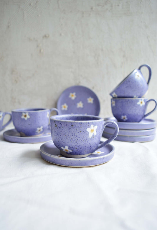 Teacup and Saucer- Daisy- Set of 4