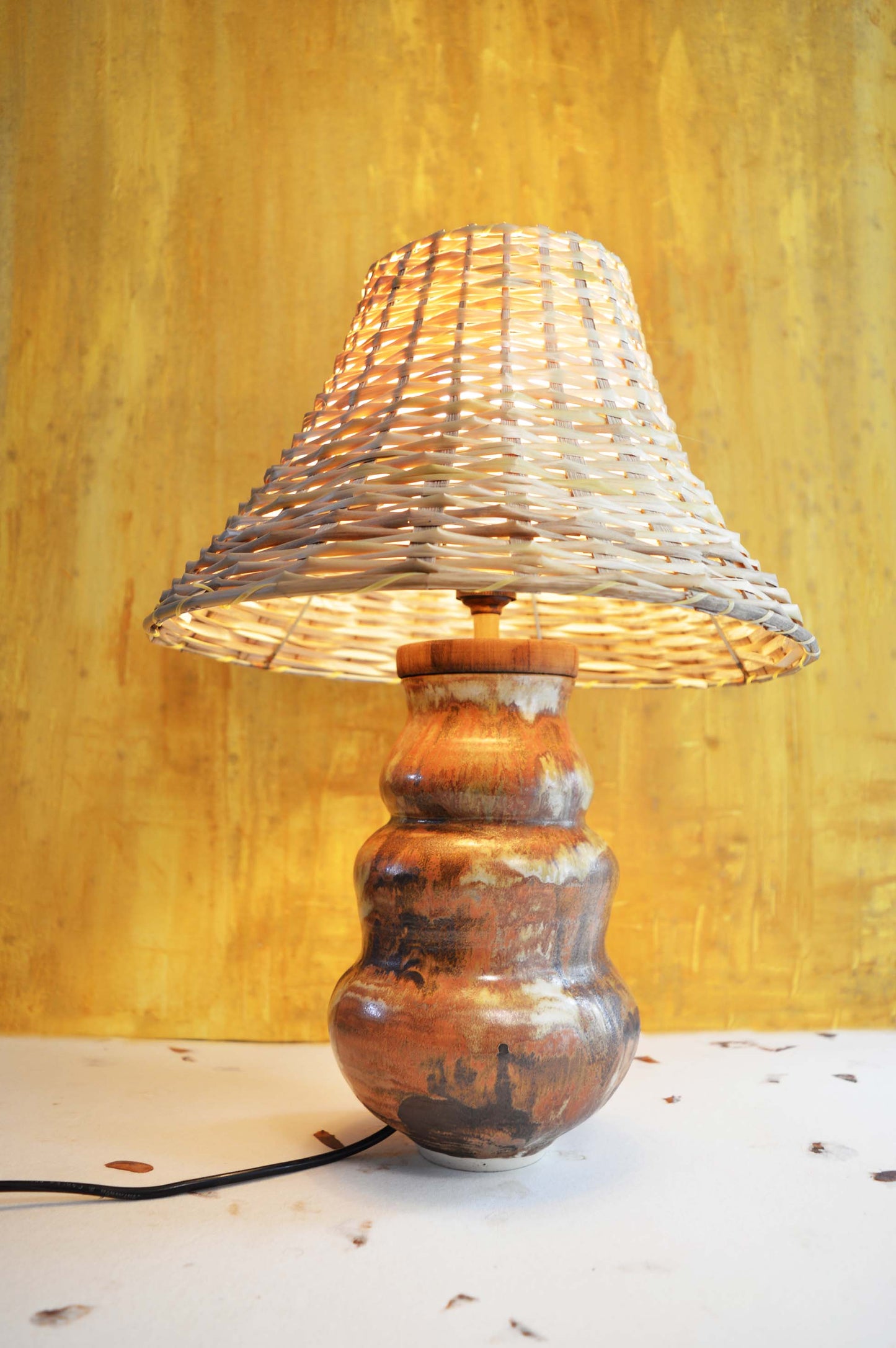 Wheel Thrown Table Lamp- Dark Shino #3