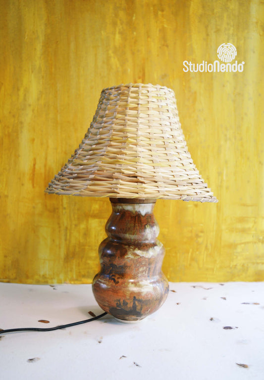 Wheel Thrown Table Lamp- Dark Shino #3