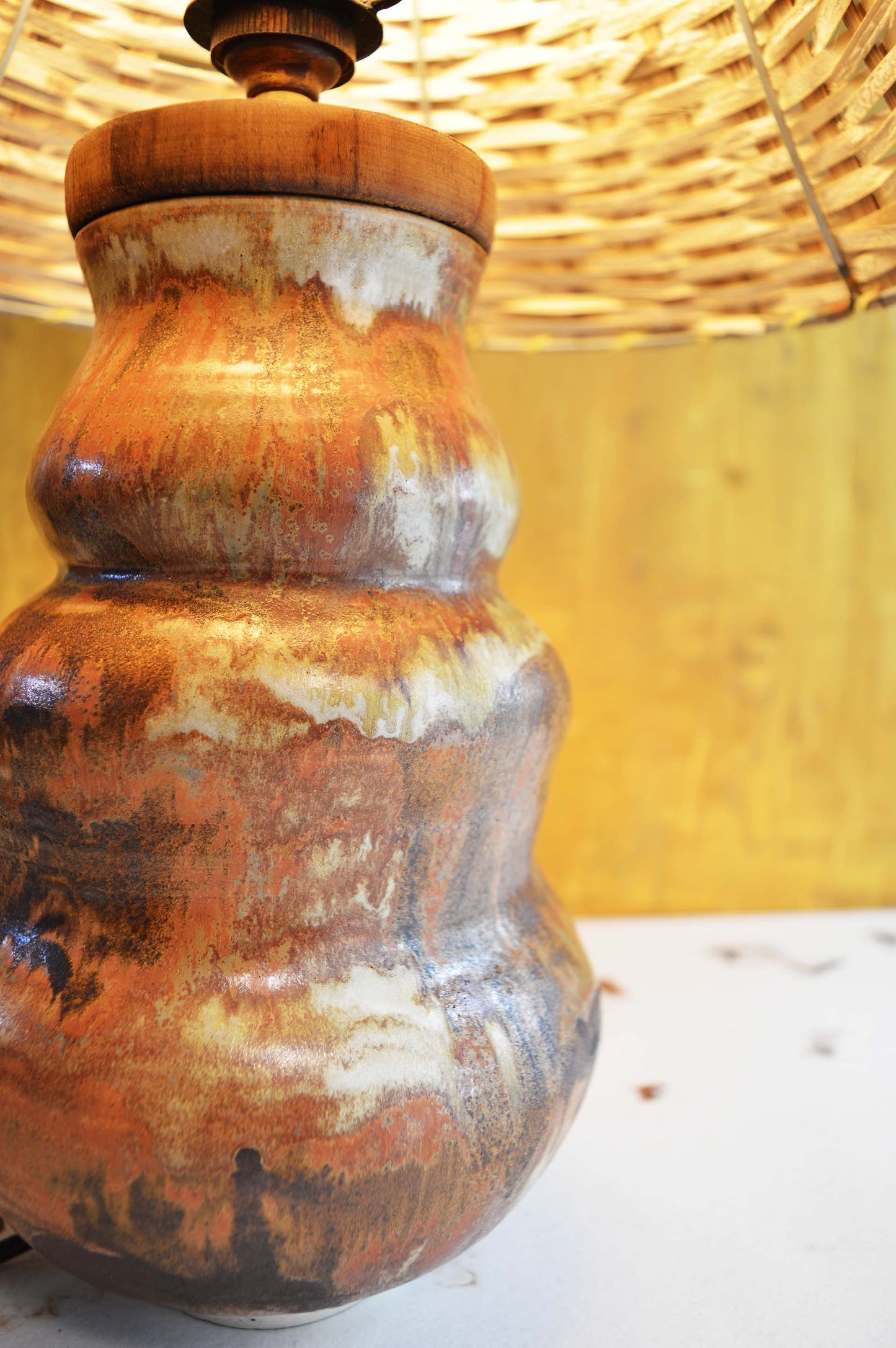 Wheel Thrown Table Lamp- Dark Shino #3
