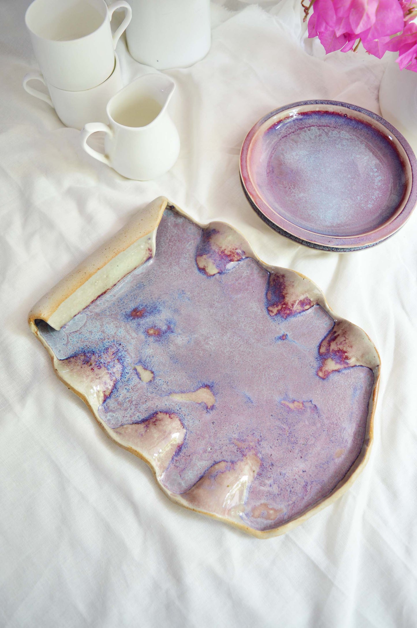 Scroll Cheese Platter- Mottled Rose