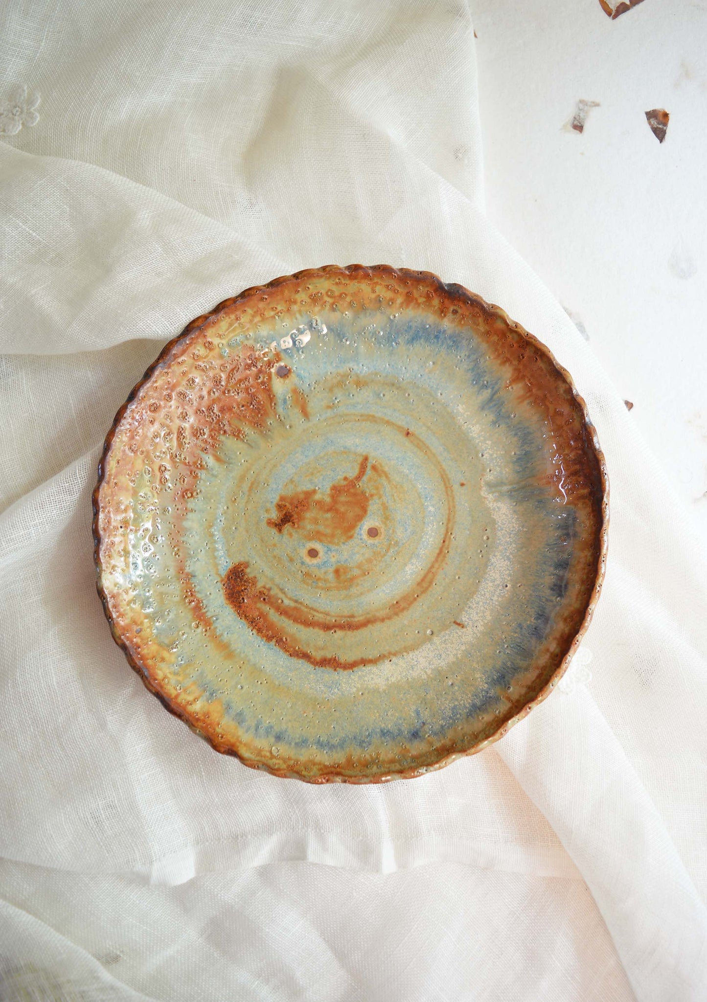 Aqua Shino- Dinner Bowl Plate