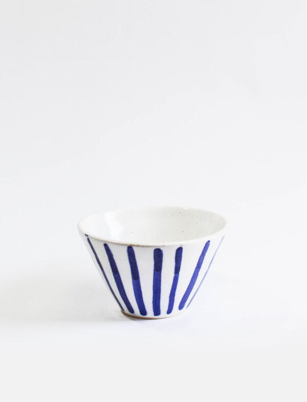 DEEP SNACK BOWLS- SMALL- COBALT STRIPES