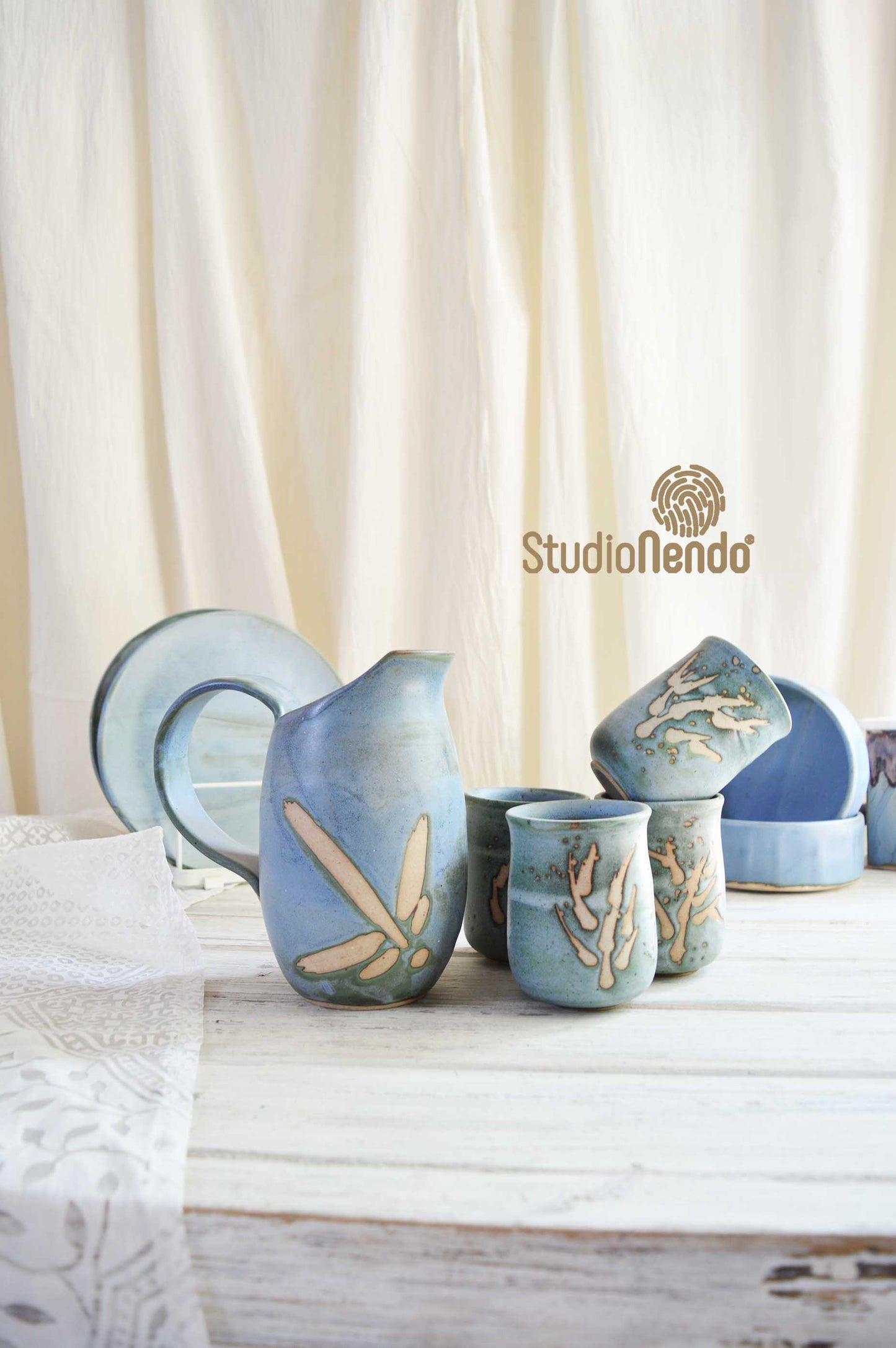 JUG SET FOR 4-MATT BLUE