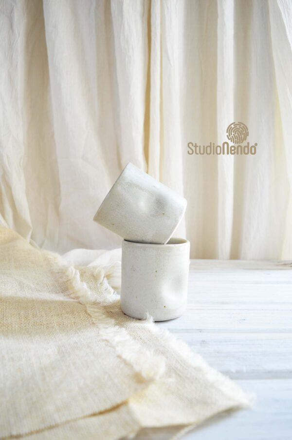 DENTED TUMBLERS- SET OF 2- OATMEAL