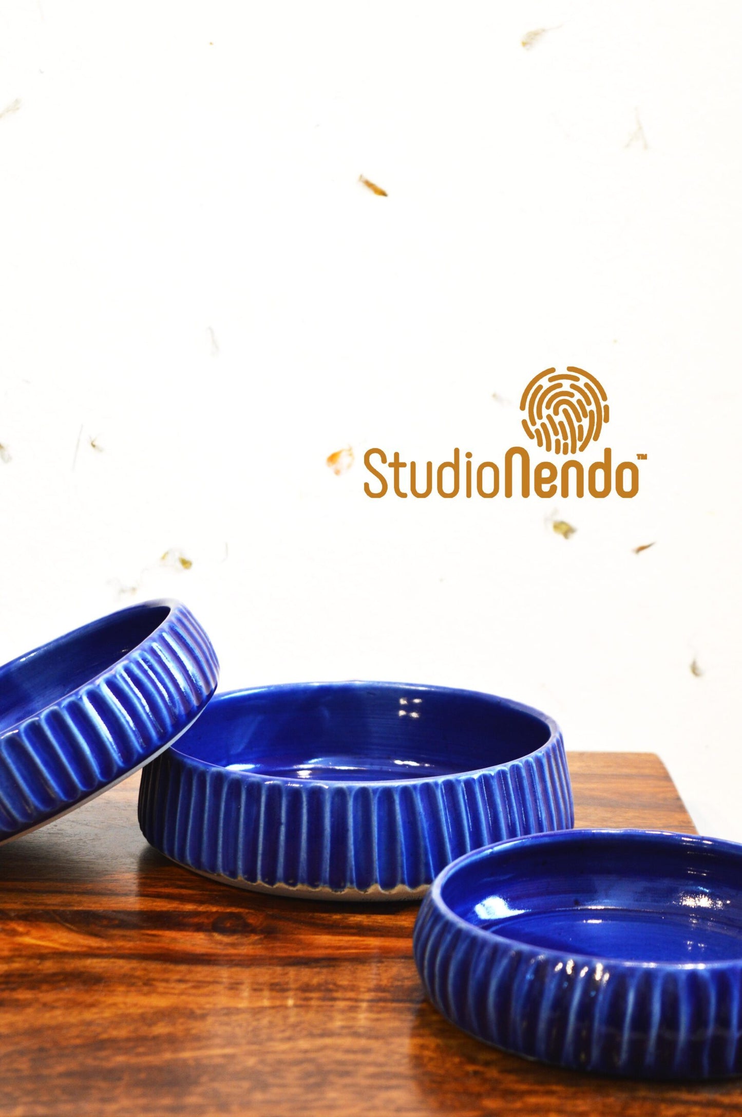 FLUTED BREAKFAST BOWL- COBALT BLUE