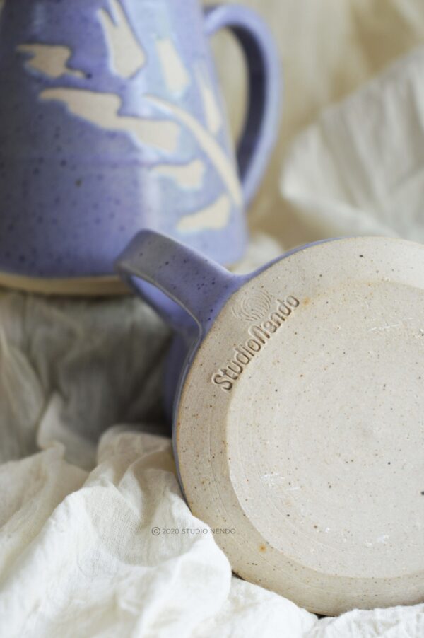 LILAC BRUSHWORK MUGS- SET OF 2