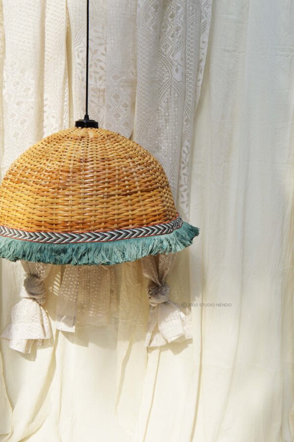 HANDWOVEN CANE PENDANT LIGHT- TRIBAL (LARGE) #6