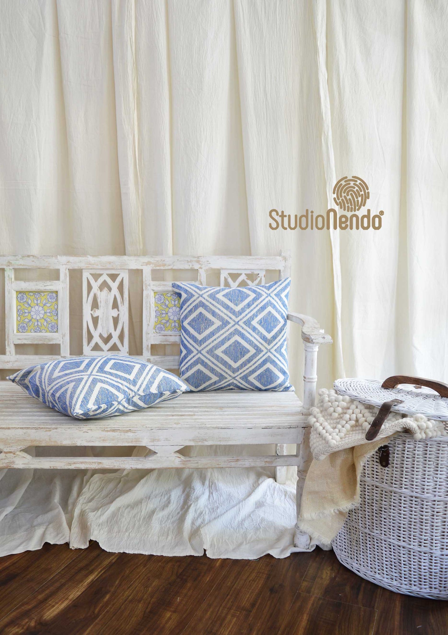 HANDMADE JACQUARD CUSHION COVER- SHIMMERY Sky BLUE
