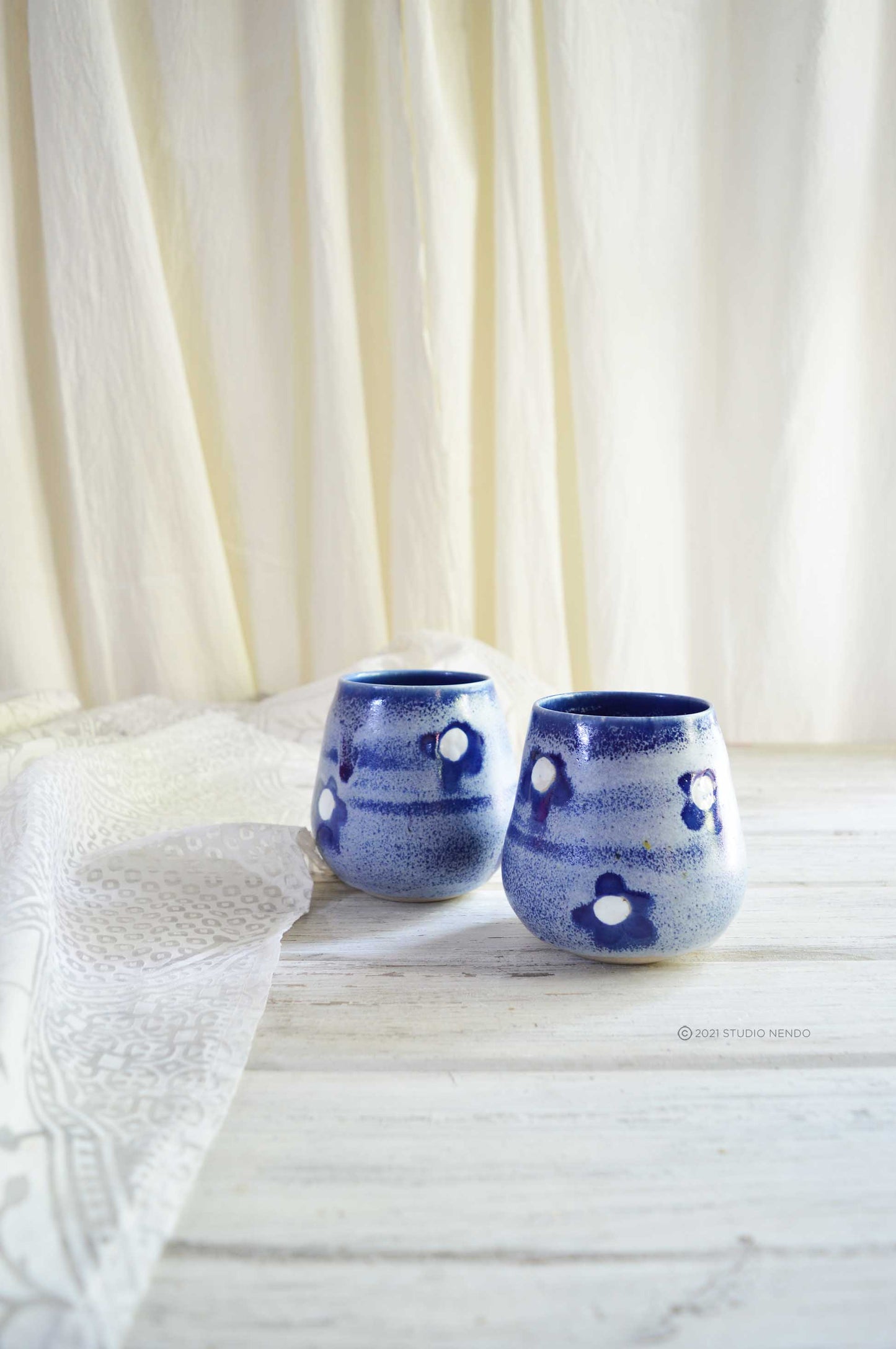 POTBELLY TUMBLER- SET OF 2- POLKA