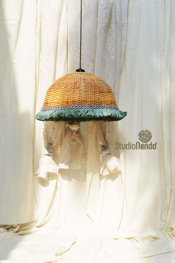HANDWOVEN CANE PENDANT LIGHT- TRIBAL (LARGE) #6