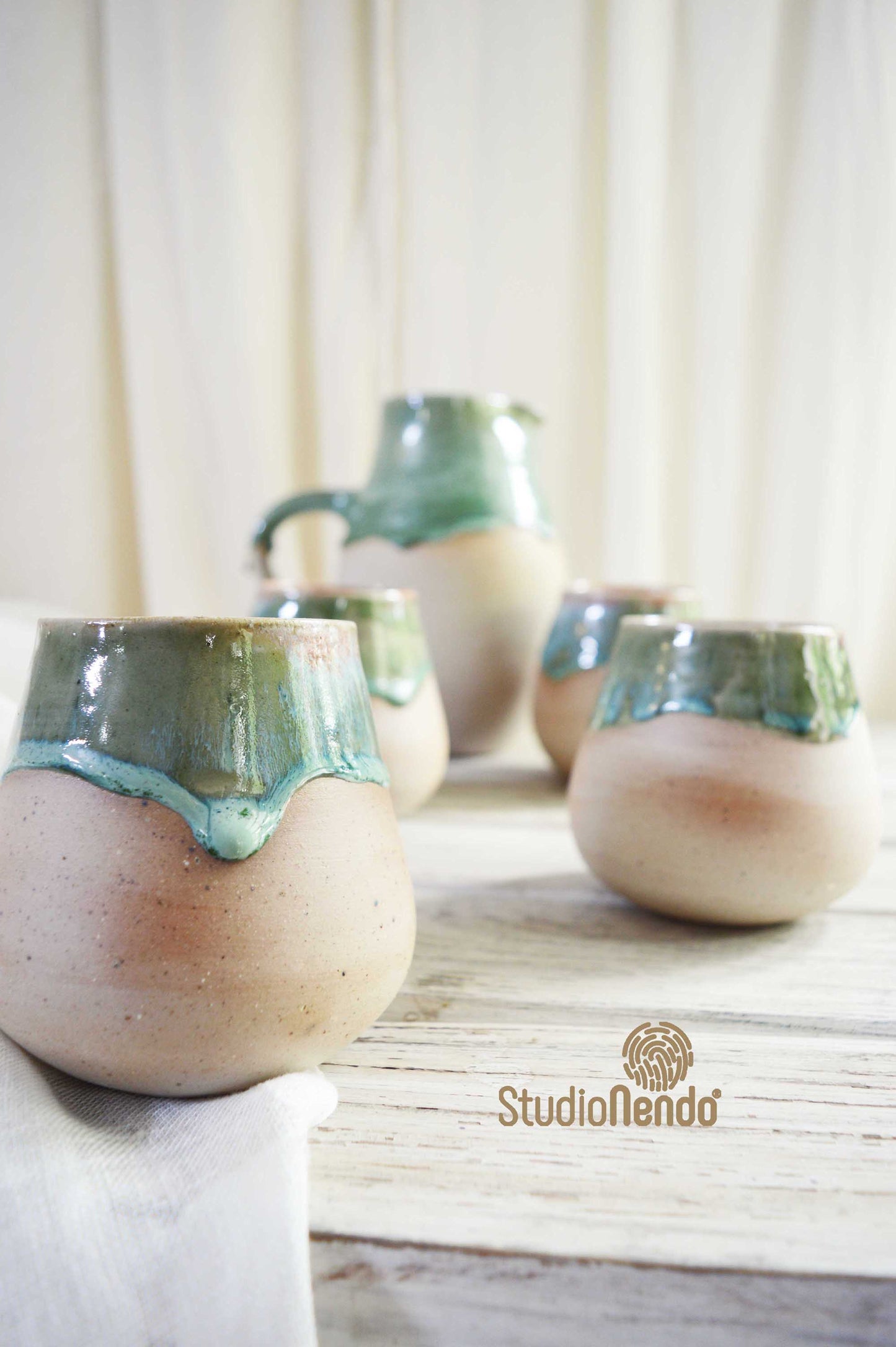MOJITO JUG SET FOR 4- MOTTLED GREEN
