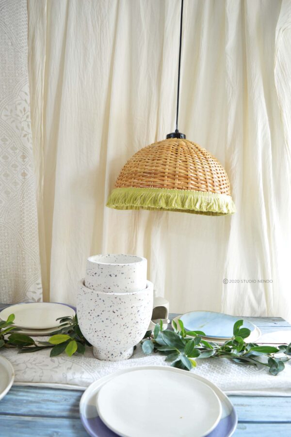 HANDWOVEN CANE PENDANT LIGHT (MEDIUM)- KEYLIME