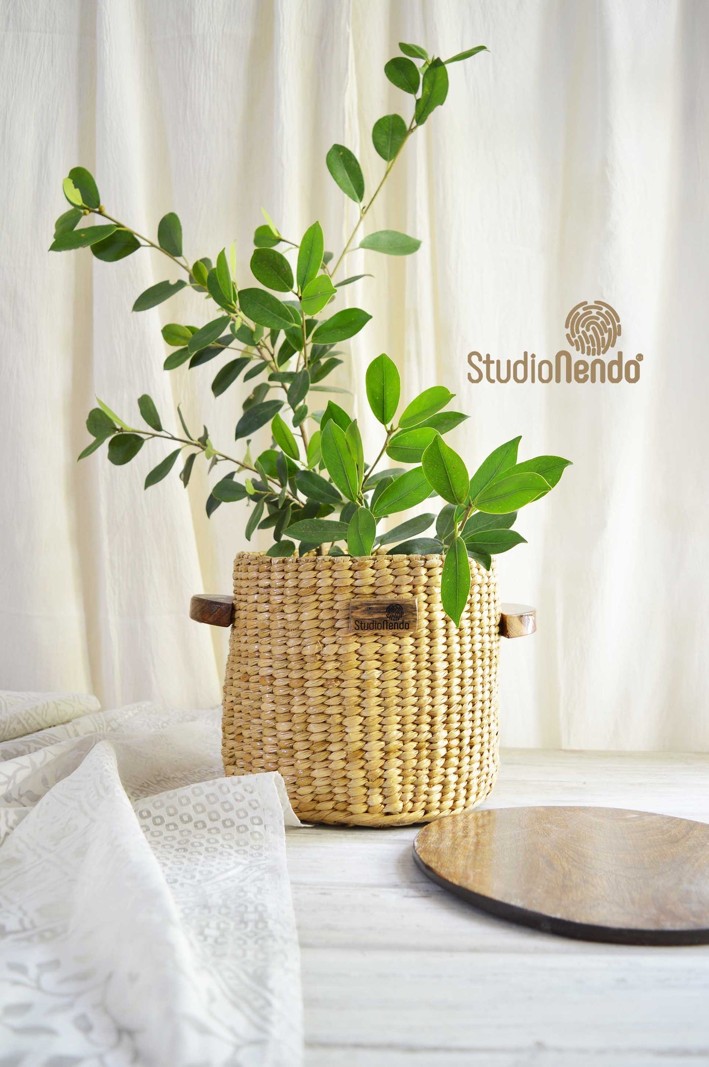 Sea Grass Lidded Round Storage Basket