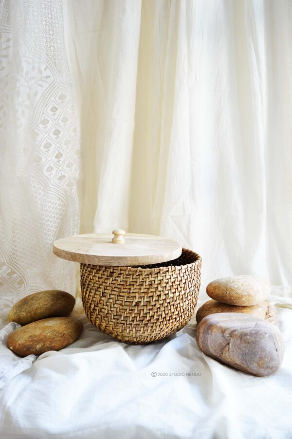 Acorn Cane Utility box with Wooden Lid