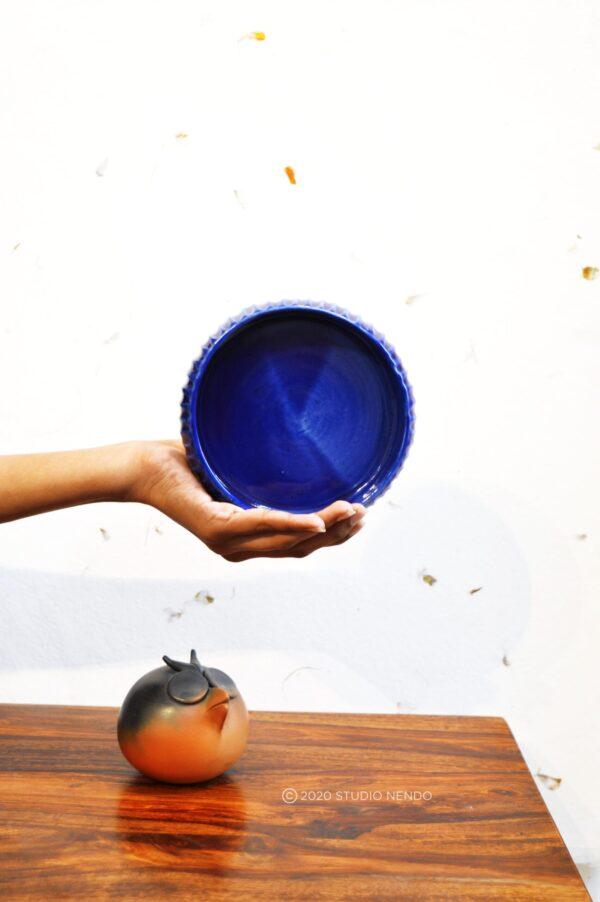 FLUTED BREAKFAST BOWL- COBALT BLUE