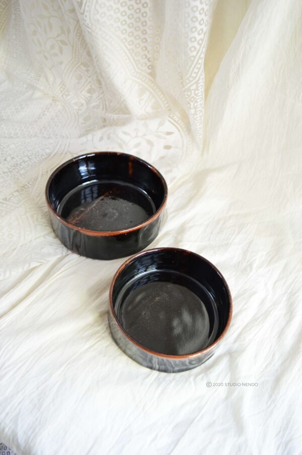 FACETED SERVING BOWLS- TENMOKU