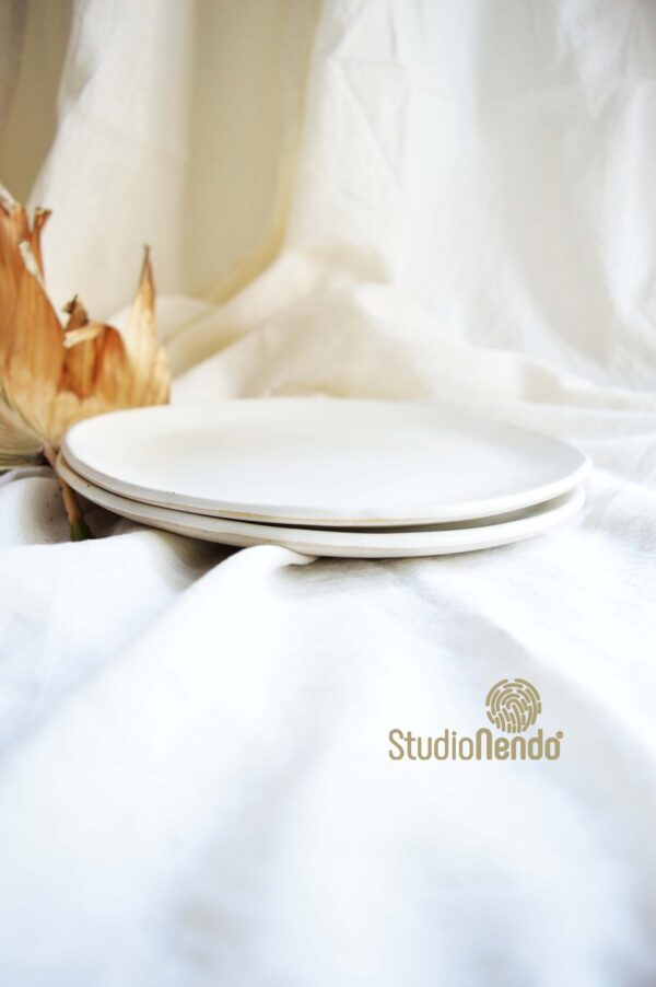 SNACK PLATES-IRREGULAR / ORGANIC- SET OF 2- CREAM