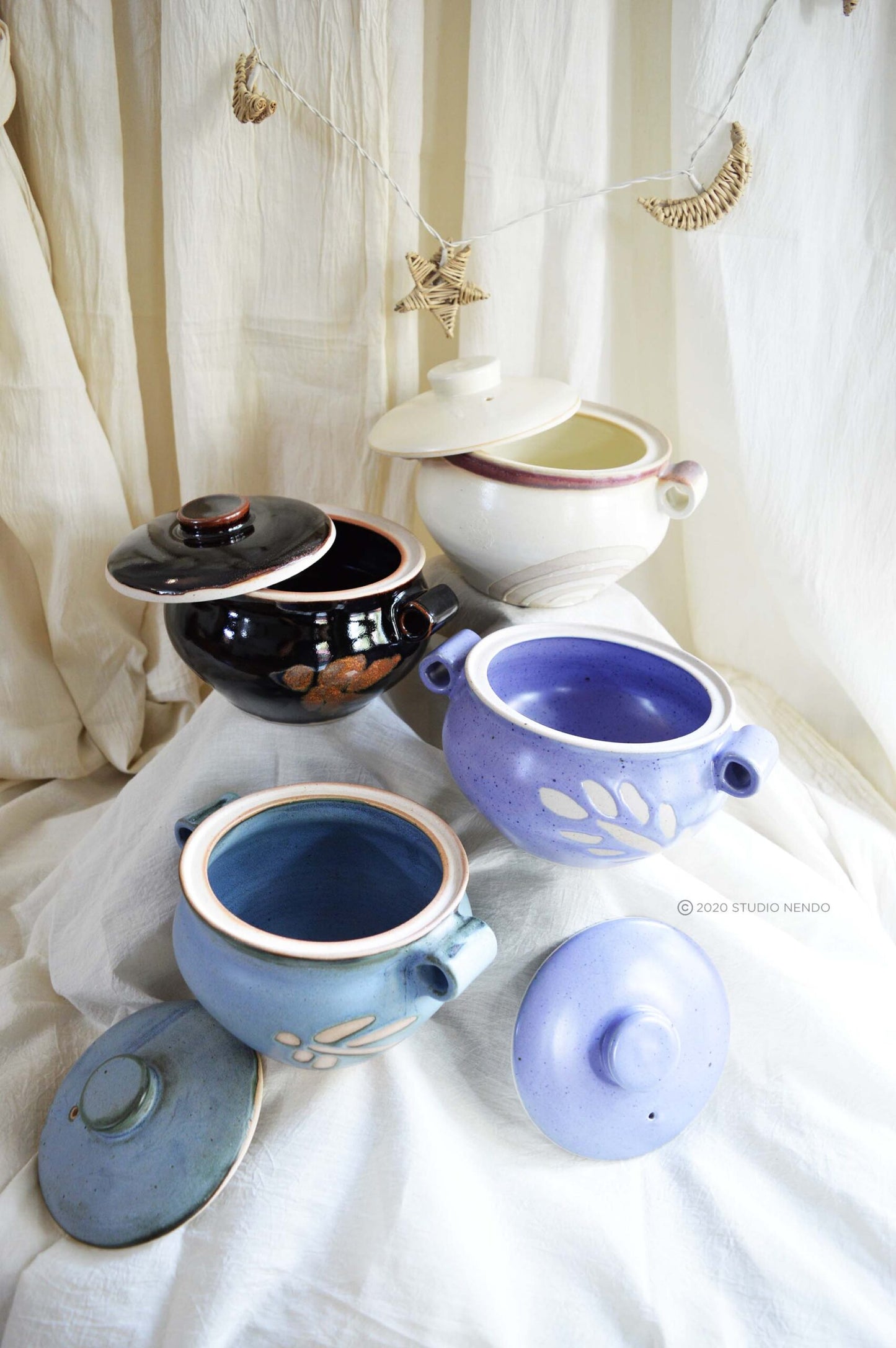 CASSEROLE- LILAC WITH BRUSHWORK