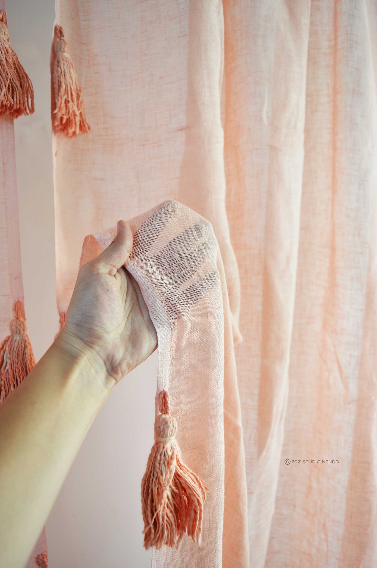 Handmade Linen Sheer Curtain- Peachy Pink