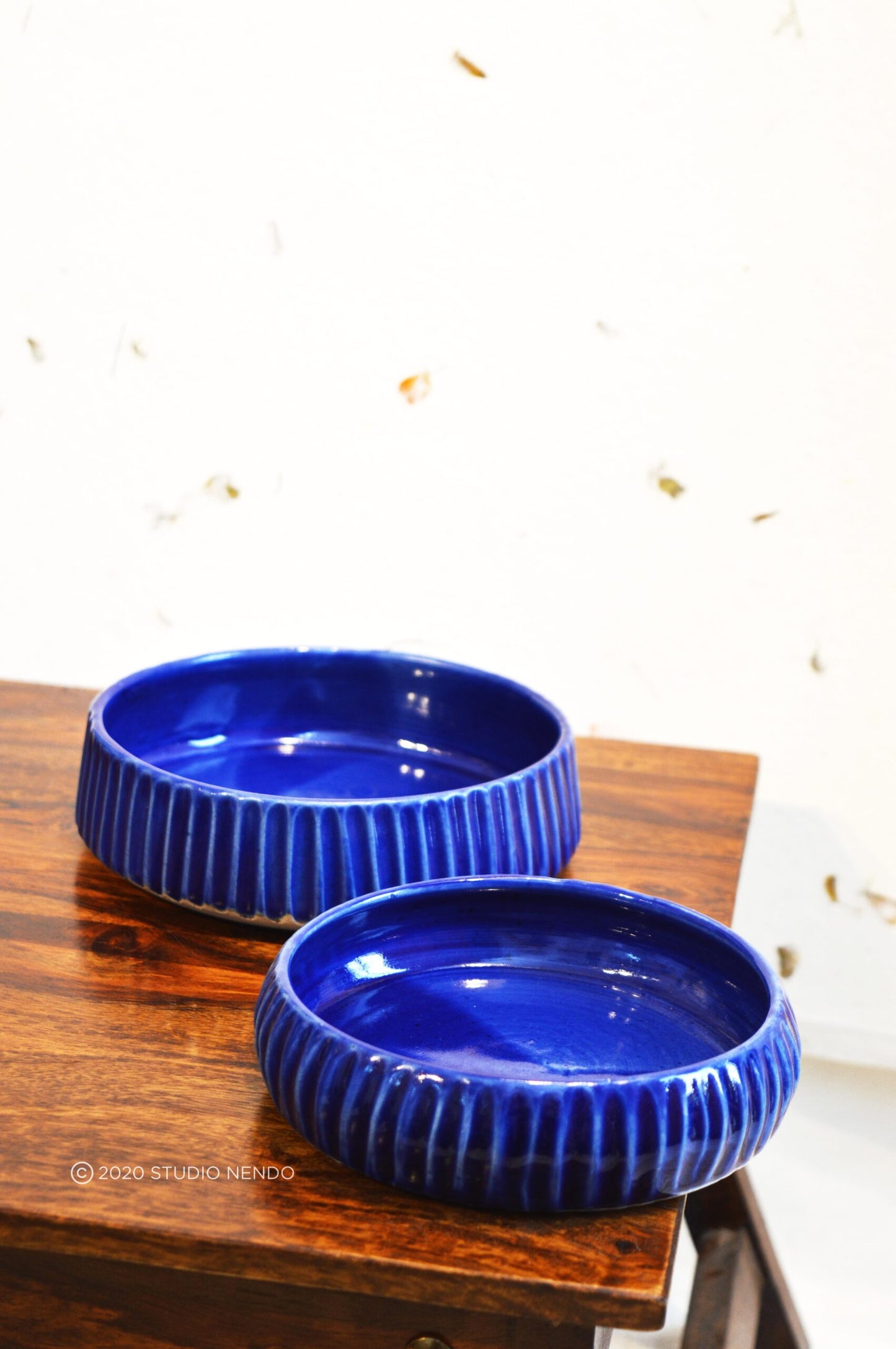 FLUTED BREAKFAST BOWL- COBALT BLUE