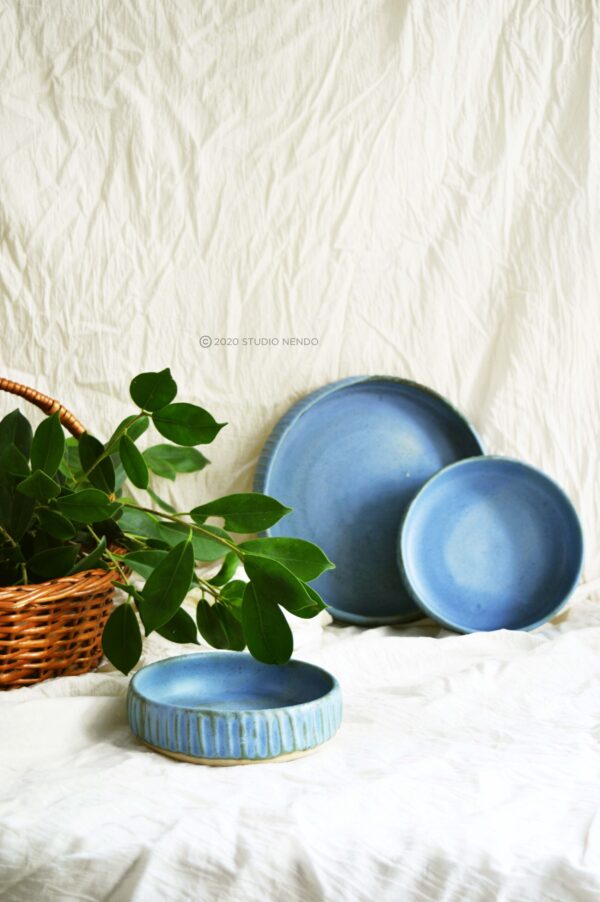FLUTED BREAKFAST BOWL- MATT BLUE