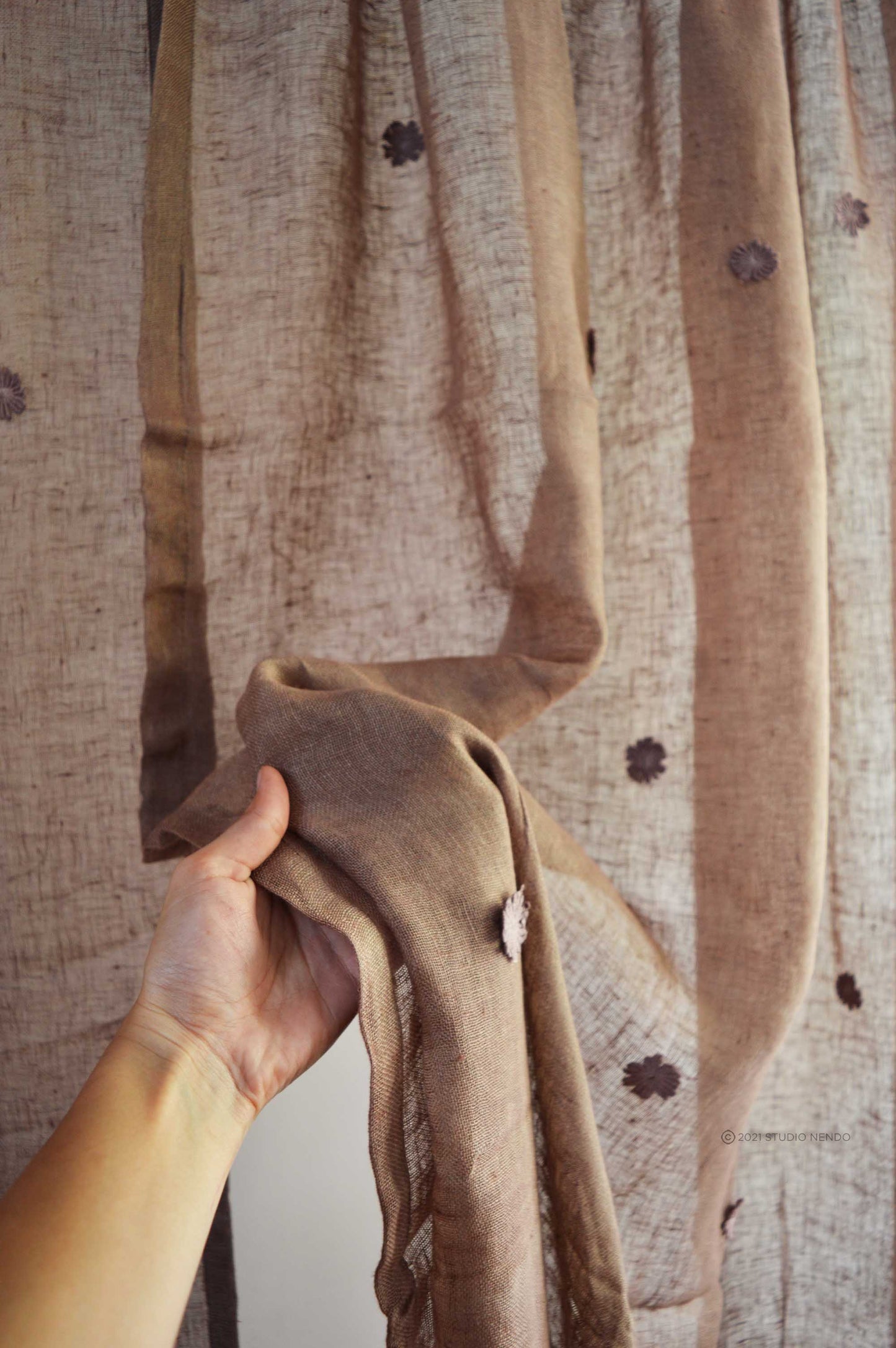 Handmade Linen Sheer Curtain- Warm Taupe
