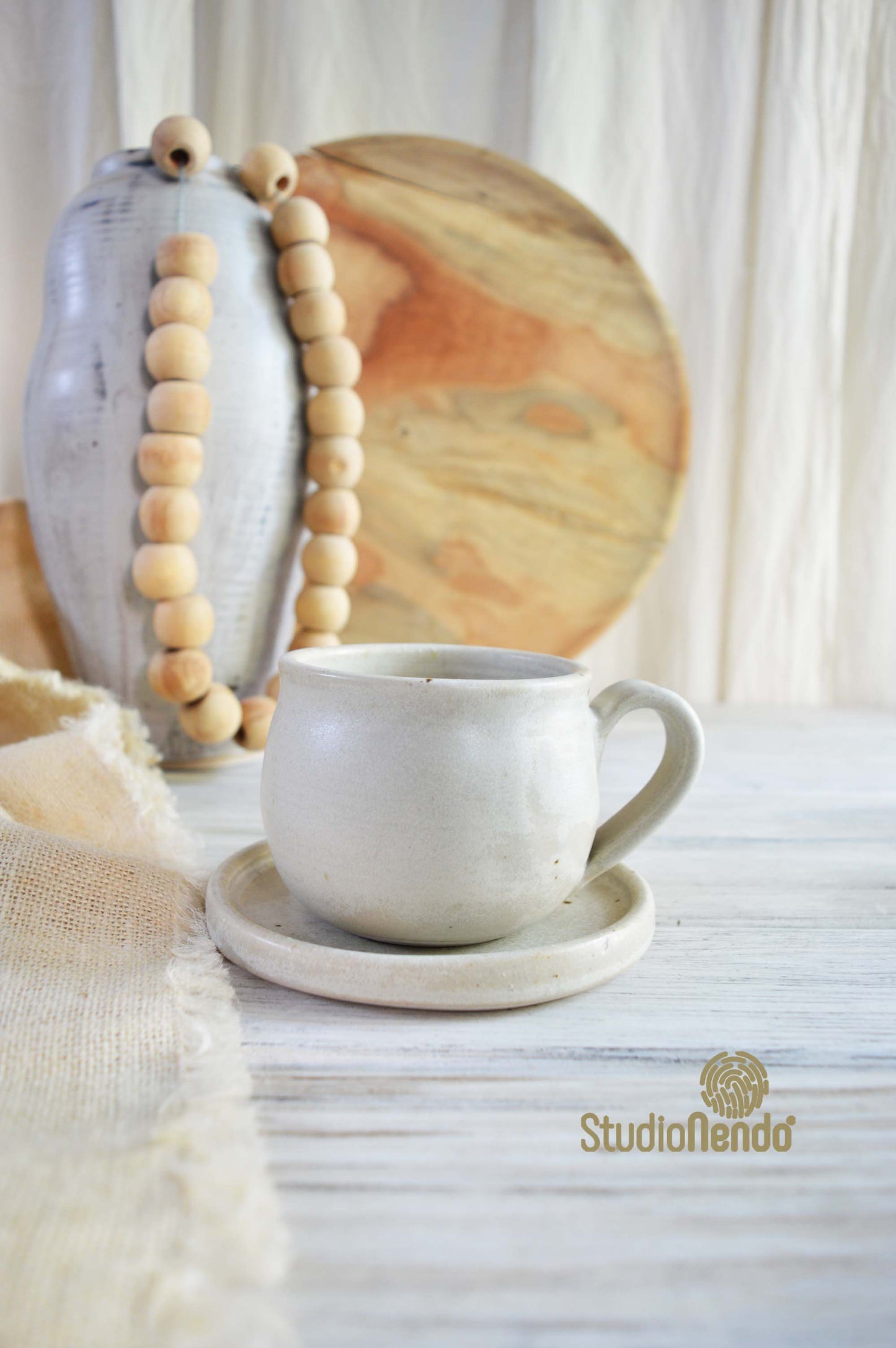 CAPPUCCINO CUP AND SAUCER- SET OF 1- OATMEAL