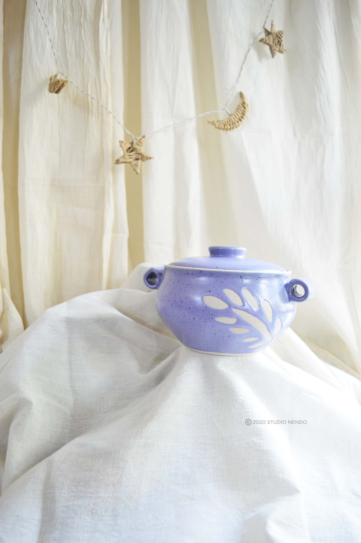 CASSEROLE- LILAC WITH BRUSHWORK