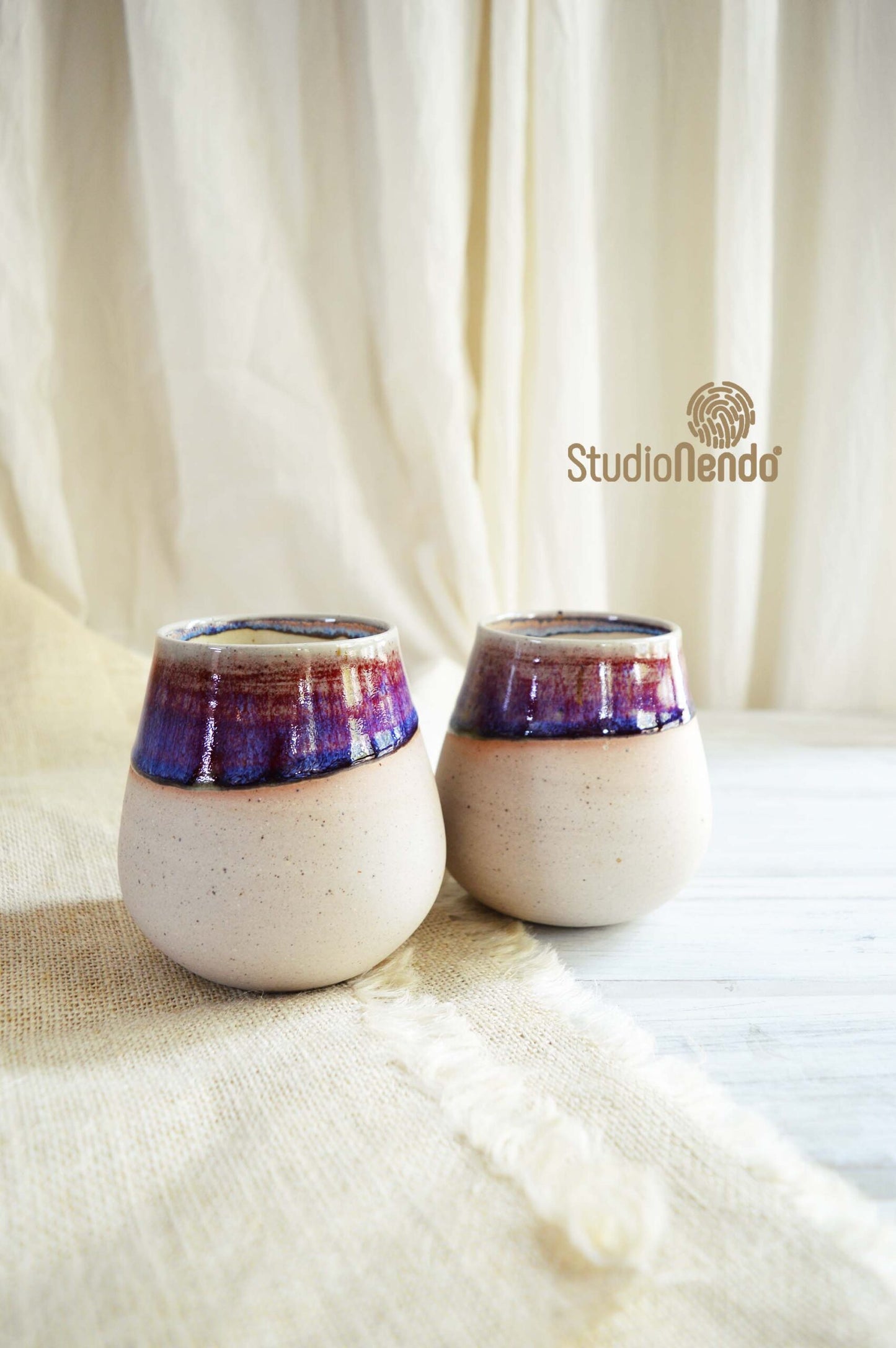 POTBELLY TUMBLERS- SET OF 2- RUBY/NAVY GEMSTONE