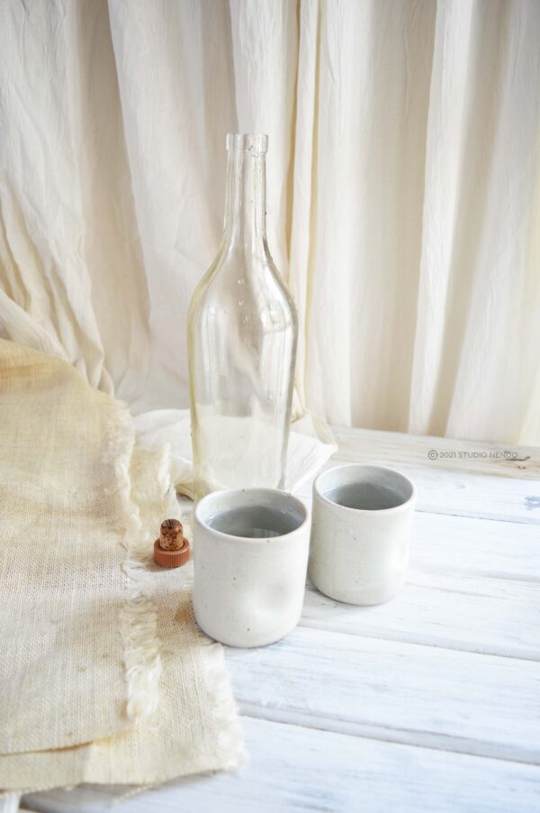 DENTED TUMBLERS- SET OF 2- OATMEAL