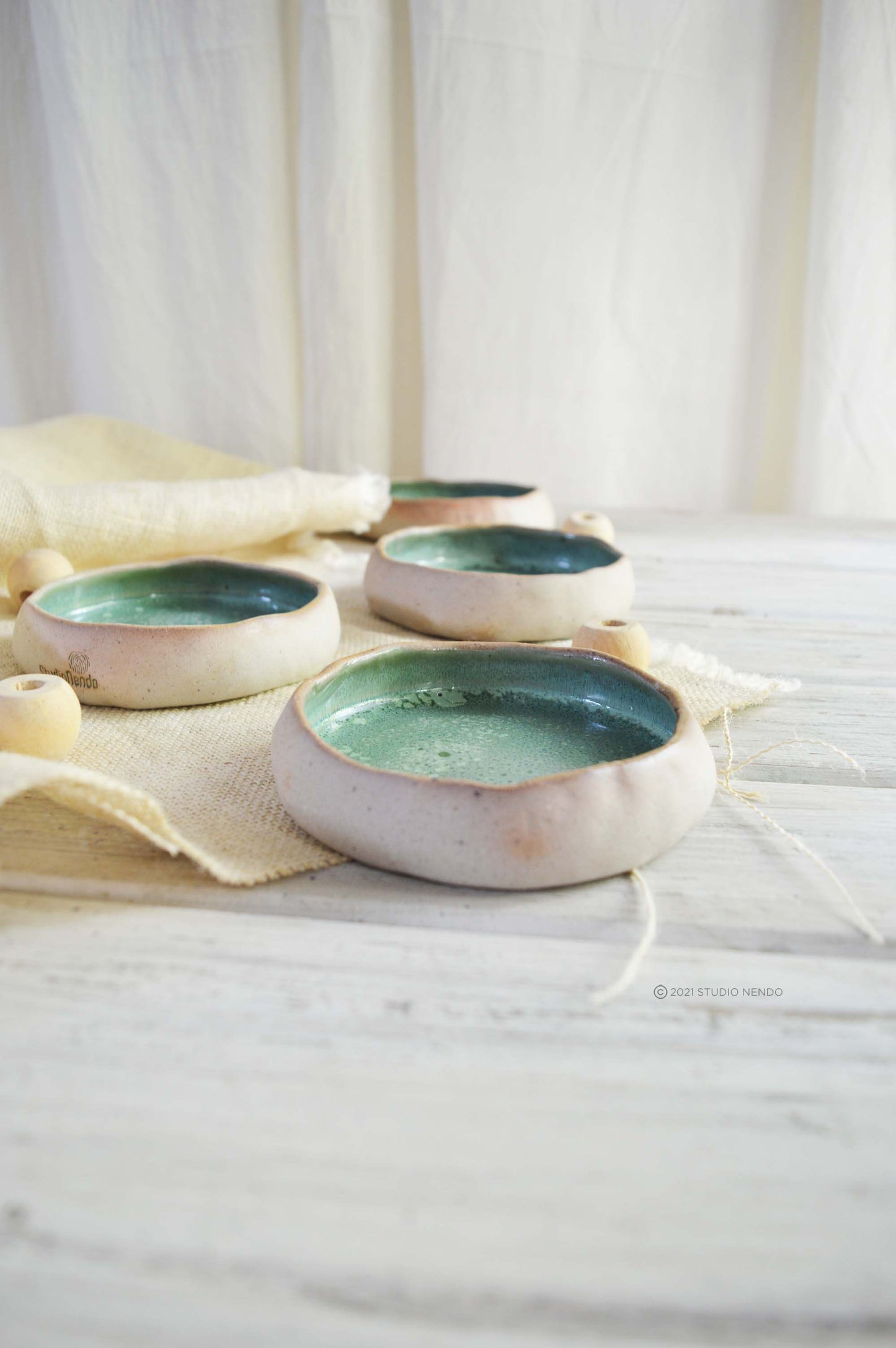 PINCH BOWLS FOR SIDES AND DIPS- MOTTLED GREEN